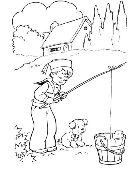 Рыбалка раскраска для детей