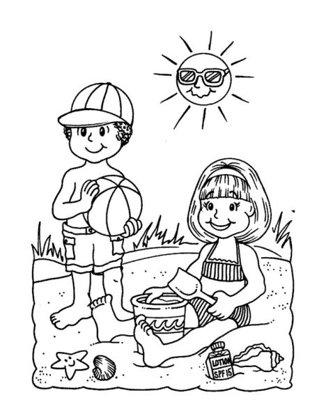 Летние развлечения раскраска