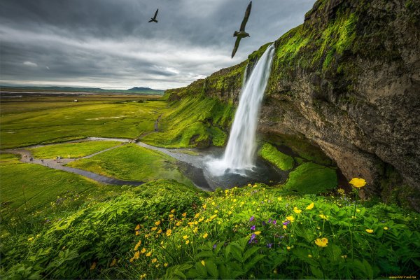 Водопад Сельяландсфосс (Seljalandsfoss Waterfall), Исландия