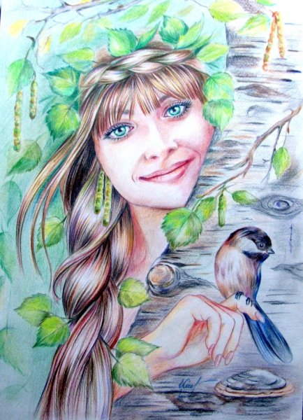 Рисунок Весна цветными карандашами