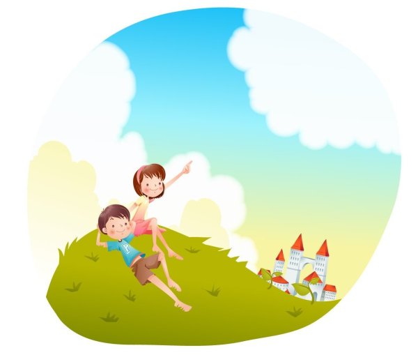 Мультяшные дети на природе