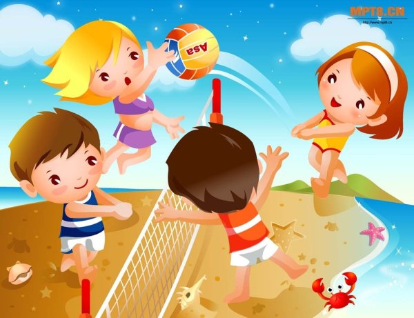 Дети играют в волейбол