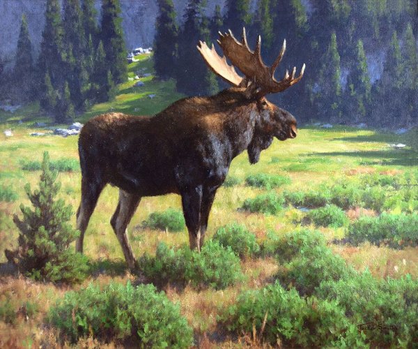 Лось живопись