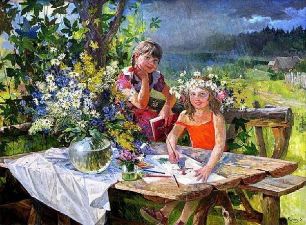 Художник Николай Соломин картина Ромашковое лето