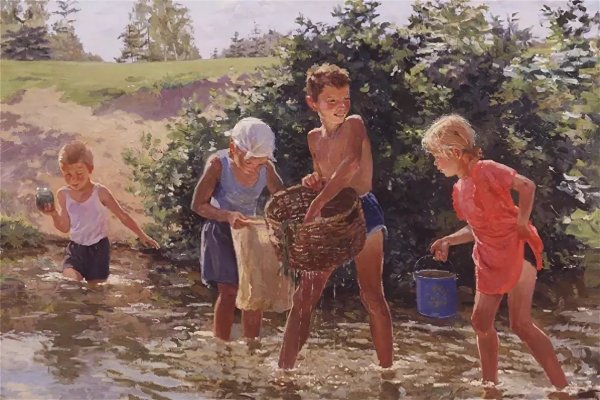 Радостные дети в лагере