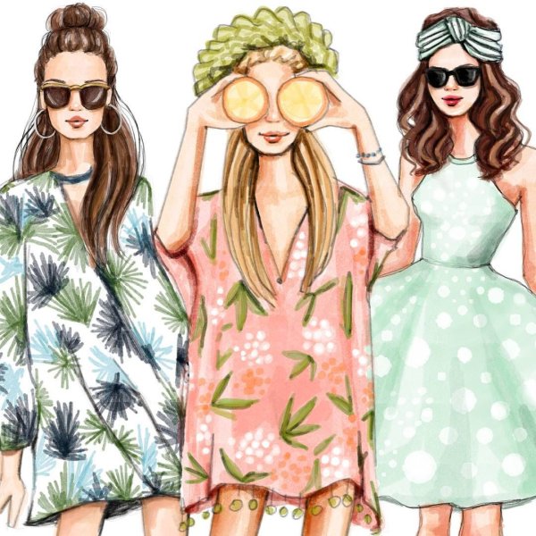 Три девушки нарисованные