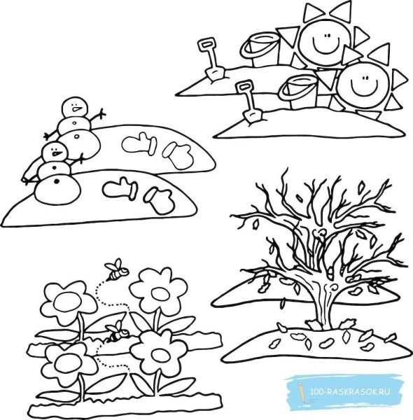 Раскраска времена года лето