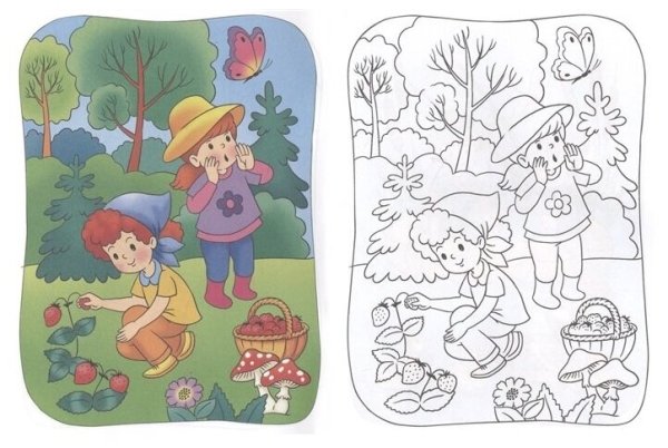 Осенний пейзаж раскраска