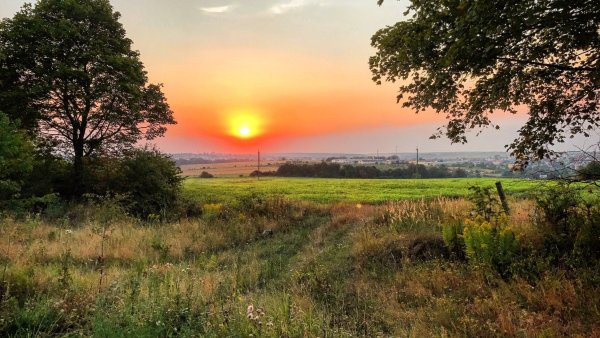 Рассвет в деревне летом