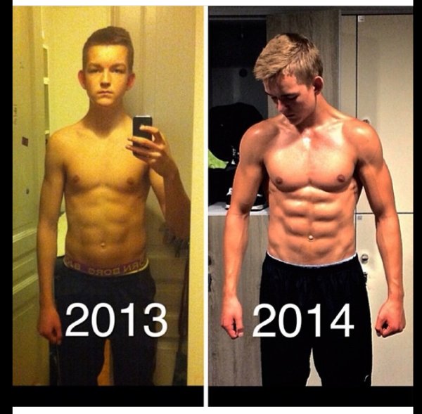 Накаченный пресс до и после