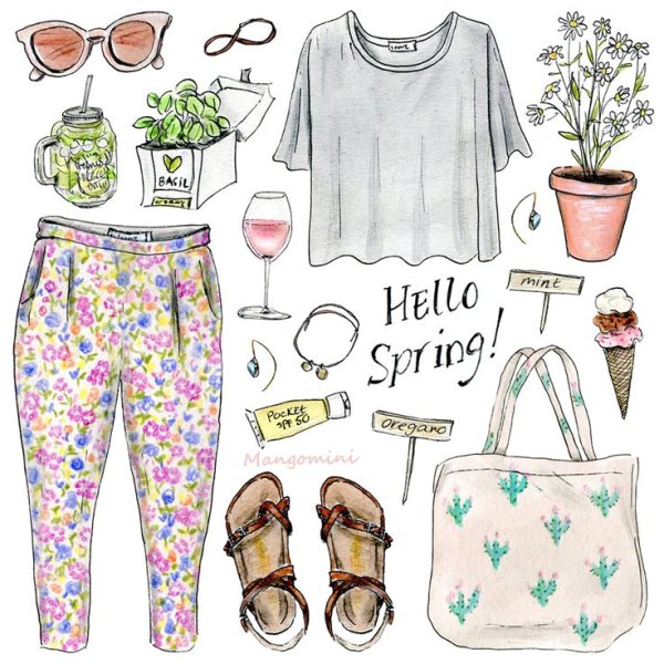 Рисунки модных вещей