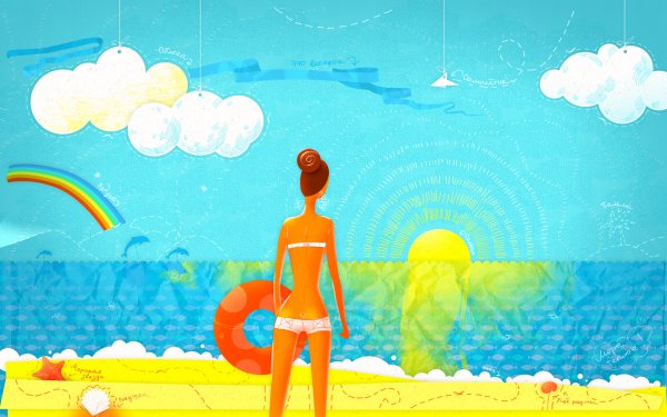 Летом на море рисунок