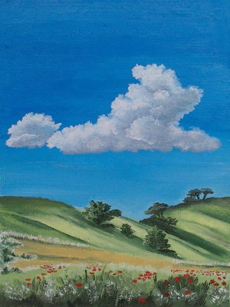 Летний пейзаж гуашью