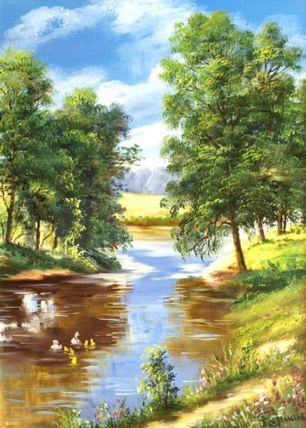 «Летний пейзаж с рекой» (1870 г.). Каменев