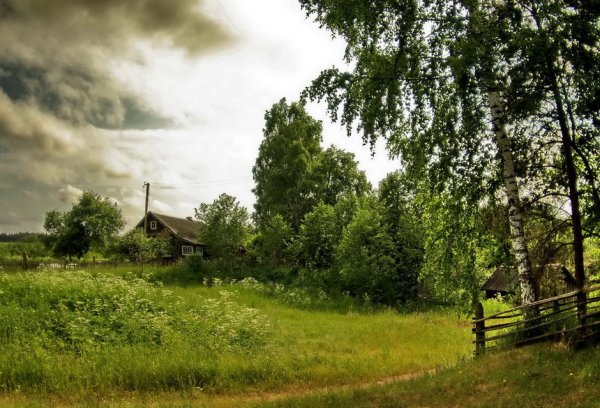 Пейзаж старинный деревня