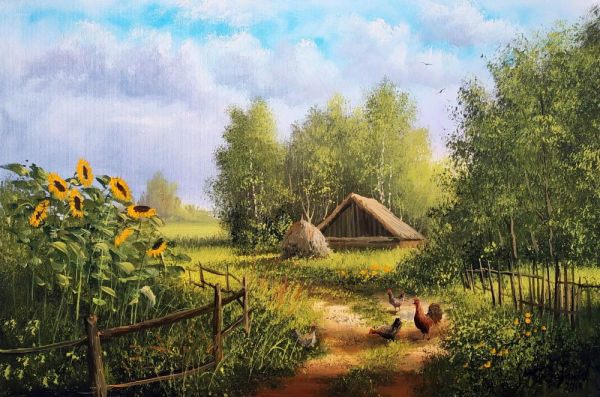 Сельский пейзаж художника Мазеева