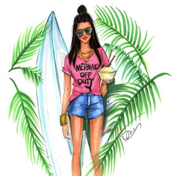 Яркие летние рисунки девушек