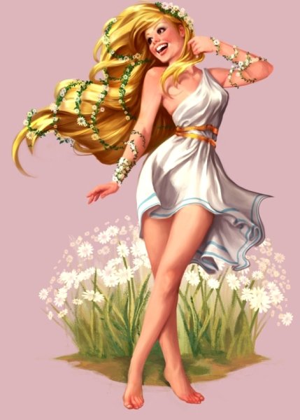 Рисованная девушка в купальнике