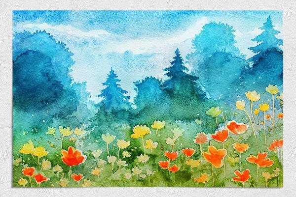 Пейзаж акварелью