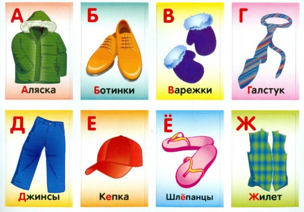 Зимняя одежда карточки для детей