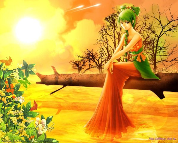 Девушка лежит в цветах