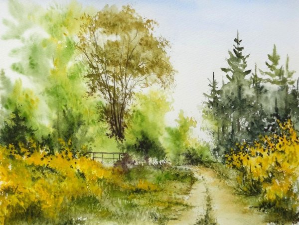 Пейзаж акварелью