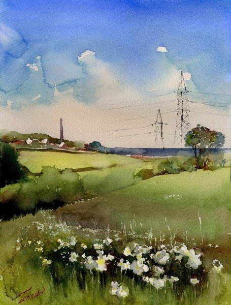 Пейзаж акварелью