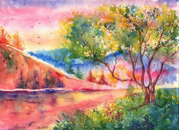 Берёзы Куинджи акварель