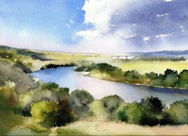 Пейзаж акварелью