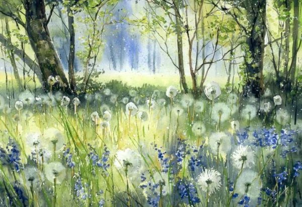 Илья Горгоц летний пейзаж акварелью