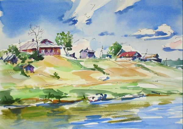 Милые пейзажи акварелью