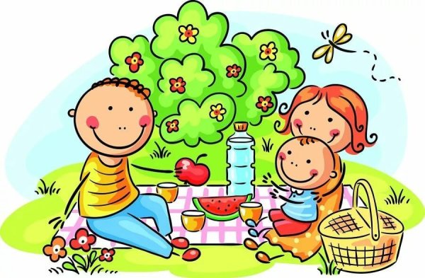 Дети на пикнике иллюстрация