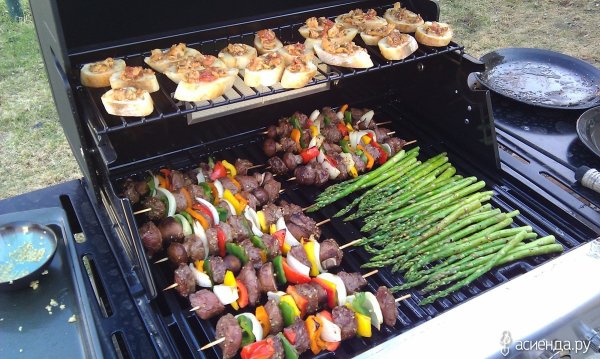 Длинный мангал с шашлыками