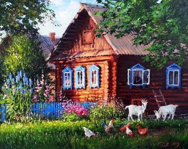 Художник Олег Пятин картины деревня