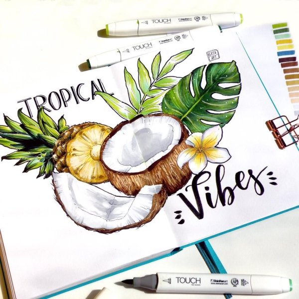 Скетчи маркерами лето