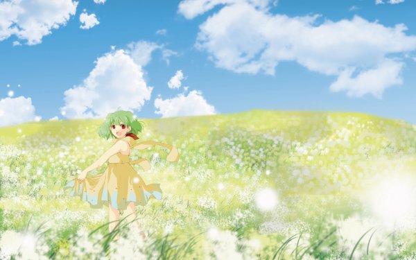 Аниме девушка в поле