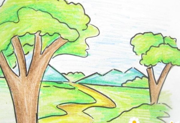 Рисунки природы для срисовки легкие для детей