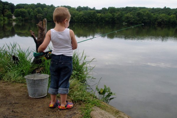 Дети ловят рыбу