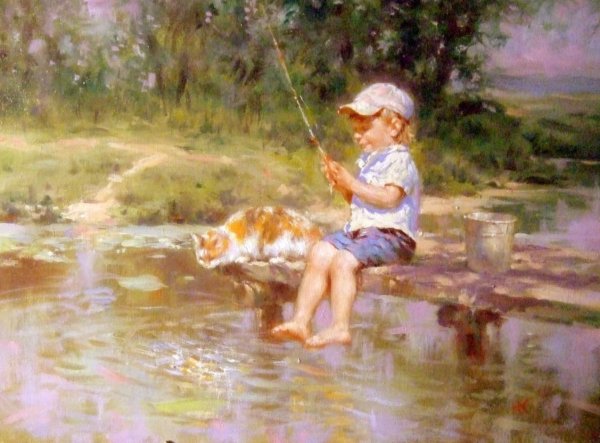 Фотосессия с удочкой на природе