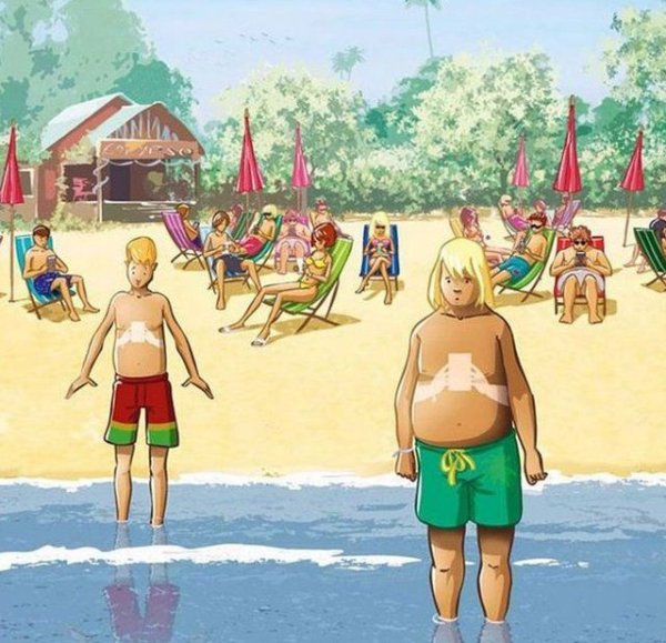 Карикатуры на пляже