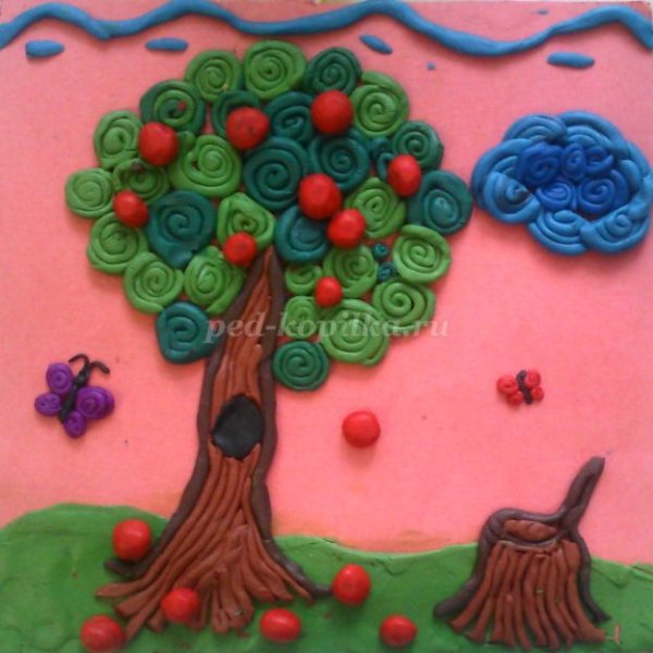 Яблонька пластилинография