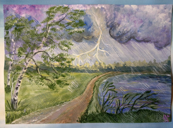 Гроза рисунок гуашью