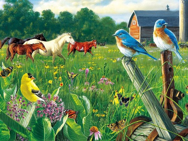 Летний пейзаж с животными