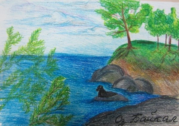 Озеро Байкал рисунок