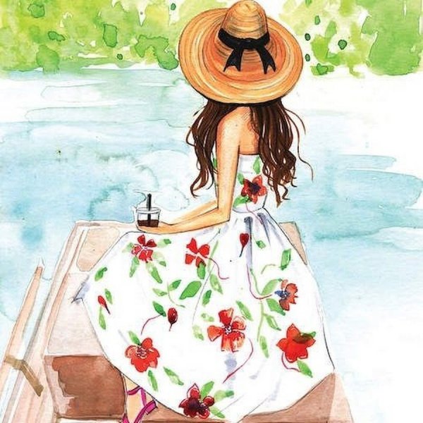 Девушка мультяшка на море