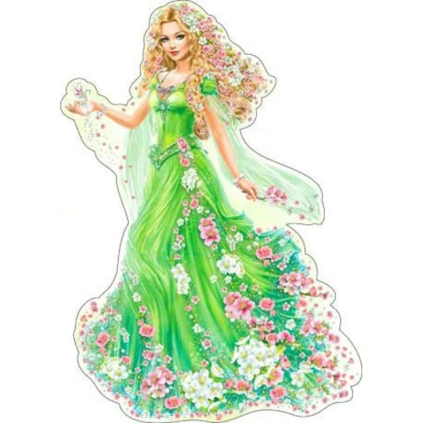 Девочка собирающая цветы в лесу