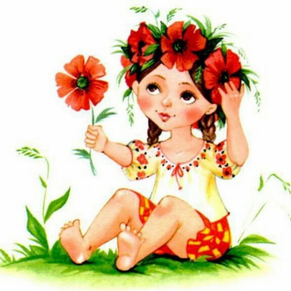 Девушка в цветах рисунок