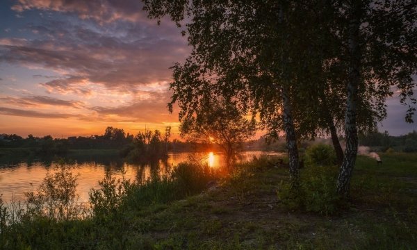 Берег озера ночью