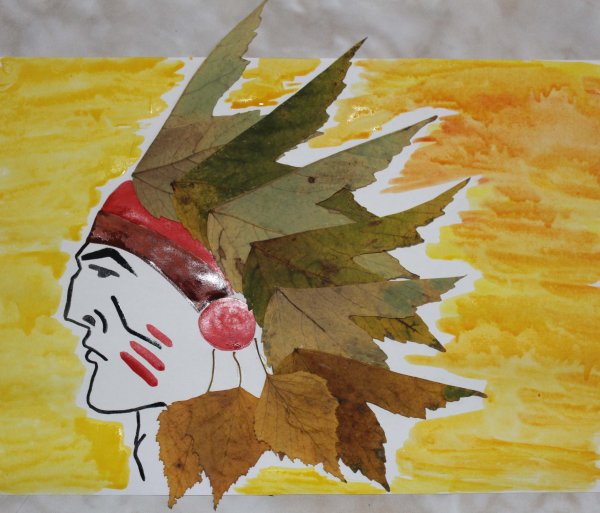 Индеец из листьев аппликация