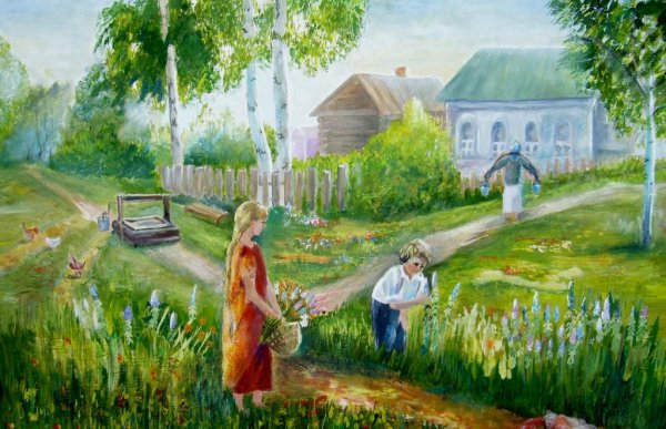 Утро в деревне у бабушки летом